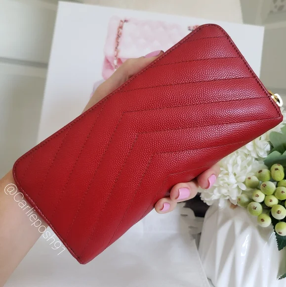 Authentic Pre-owned Yves Saint Laurent Grain De Poudre Zip Around Wallet - Picture 4 of 16